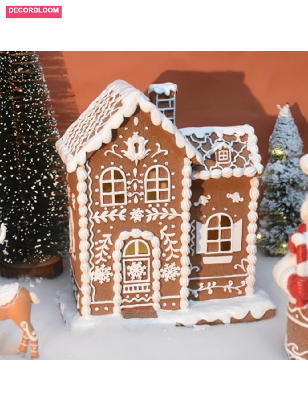 Lighted Gingerbread House Christmas Decor Resin Tabletop Village Figurine - Picture 3 of 6